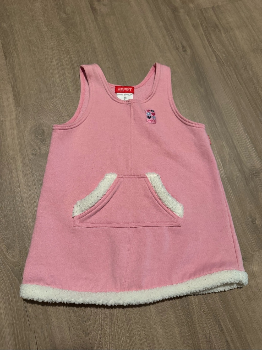 Vintage 90s Esprit Pink Fleece-Trim Dress 3T
